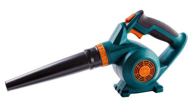 Isolated modern electric garden leaf blower tool for outdoor yard debris removal