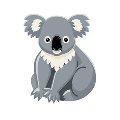 Naklejka premium Detailed grey koala sitting. Cute Australian wildlife character representing nature, fauna, and zoo-themed concepts.