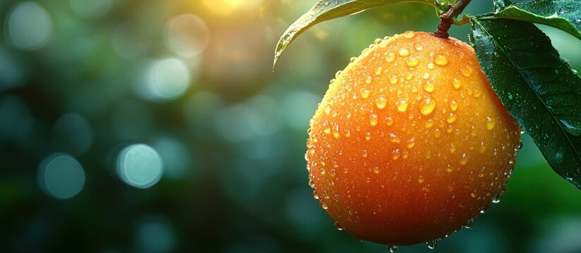 Fresh orange fruit on branch