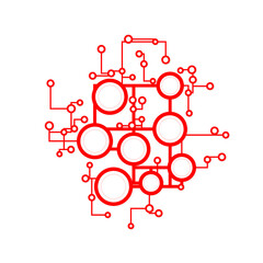 Fototapeta premium Red Digital Circuit Board Network on Transparent Background