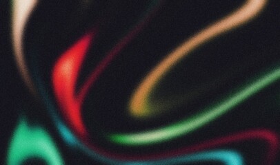 Fototapeta na wymiar Noisy glowing gradient flow shaped background. Abstract grainy dark gradient color flow wave shaped backdrop. Retro psychedelic banner, webpage cover, header, cover.