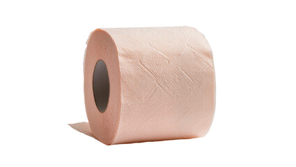 Fototapeta premium Isolated household essential light pink toilet paper roll textured for comfort.