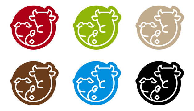 Logo stylis&eacute; de boucherie charcuterie &ndash; vache, cochon, volaille	