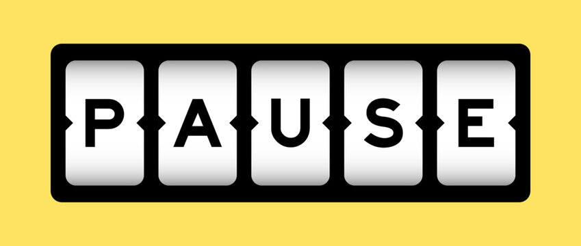 Black color in word pause on slot banner with yellow color background