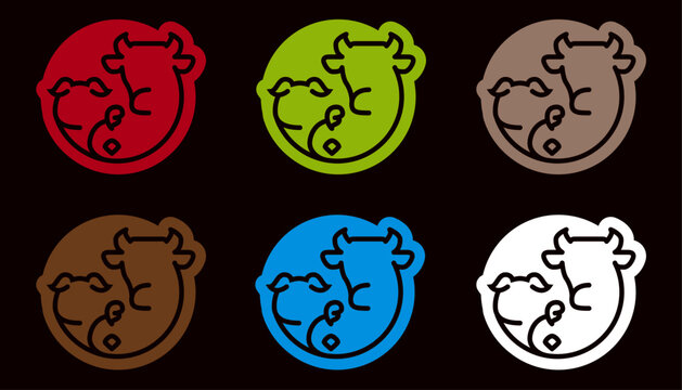 Logo stylis&eacute; de boucherie charcuterie &ndash; vache, cochon, volaille	