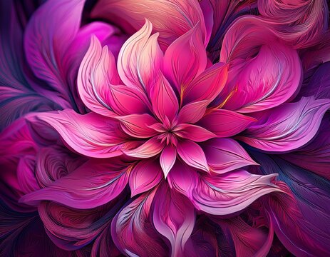 vivid pink and magenta fractal flower background procedural art