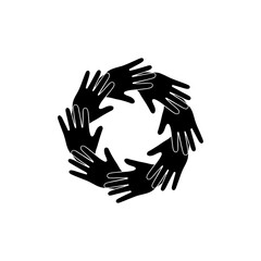 Obraz premium Black Hands Forming a Circular Unity Symbol on White
