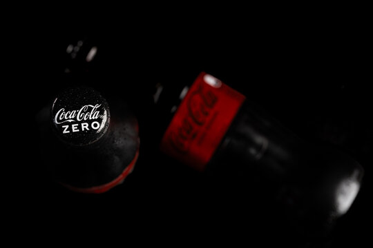 Macro Top View of Coca-Cola Zero Bottle Cap with Condensation