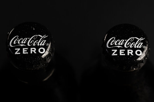 Macro Top View of Coca-Cola Zero Bottle Cap with Condensation