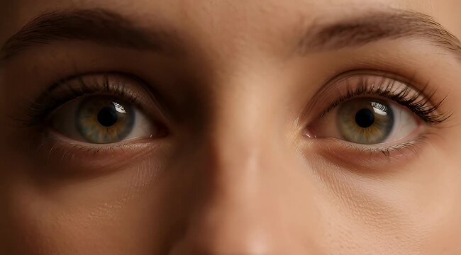 Close up of hazel eyes with long eyelashes on a fair skin