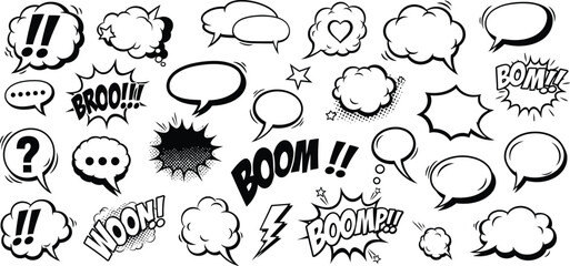 Comic book speech bubbles and sound effects illustrations © salmagd988