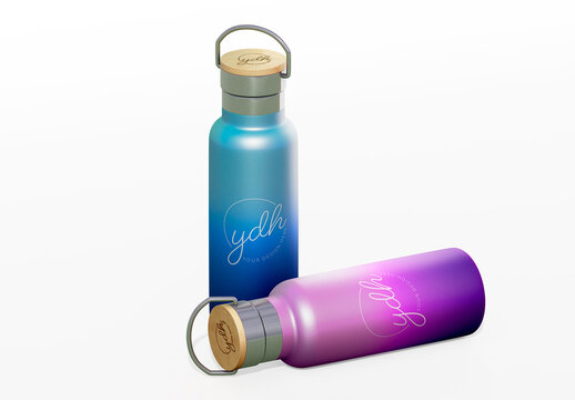 Metal Water Bottle Mockup Set for Branding and Product Presentation