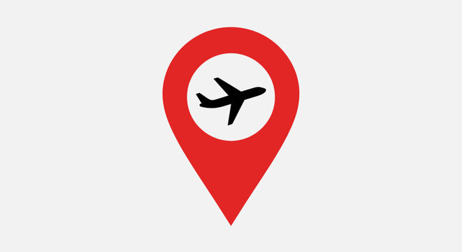Air travel destination marker, location icon, travel and tourism concept illustration
