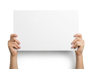 Person holding a blank white sign ready for a message to be written