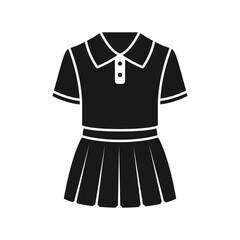 Naklejka premium Girl school uniform silhouette icon in flat style. Education wear vector illustration on isolated background. Woman garment sign business concept.