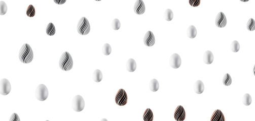 Abstract pattern of Easter eggs on white background. Modern, minimal, clean design. Perfect for Easter greetings and spr © vegefox.com