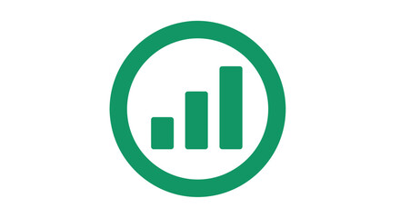 Fototapeta premium Green Bar Chart Growth Icon in Circular Frame