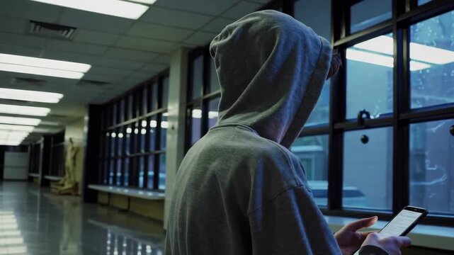 Jesus Christ supports a bullied teen in a school hallway as fear shifts into a clear next step and quiet support. Rainy windows and intimate close-ups create sensitive anti-bullying footage.