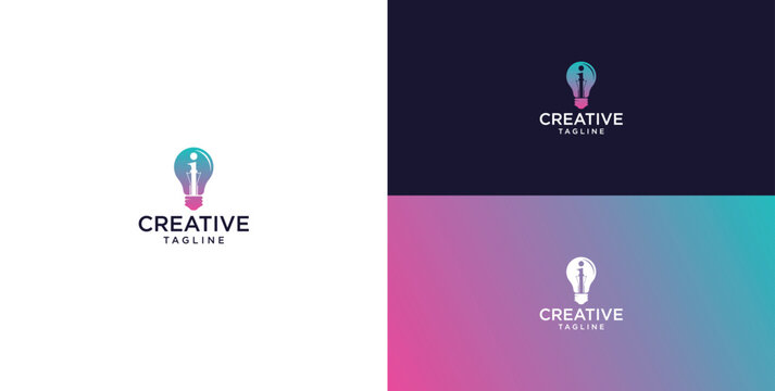 smart bulb logo icon. bulb logo technology. initial logo design I