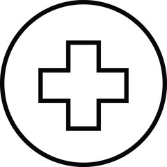 Obraz premium Circular Black Outlined Plus Symbol for Medical and Healthcare Concept