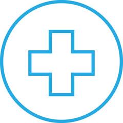 Obraz premium Circular Blue Outlined Plus Symbol for Medical and Healthcare Concept, 