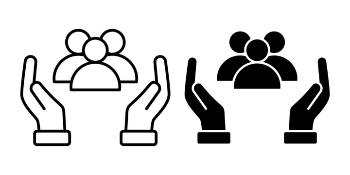 Team Collaboration Community Group Support And People Connection Concept Icon Set Line And Solid Style