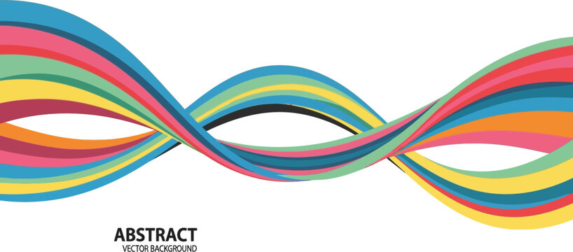 Abstract colorful flowing ribbon wave background with smooth layered curves creative vector design
