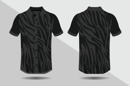 Black Zebra Print Polo Shirt Front Back.