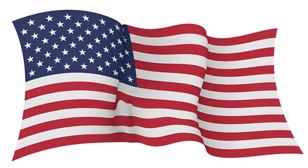Obraz premium The american flag waving in the wind with red, white, and blue stripes