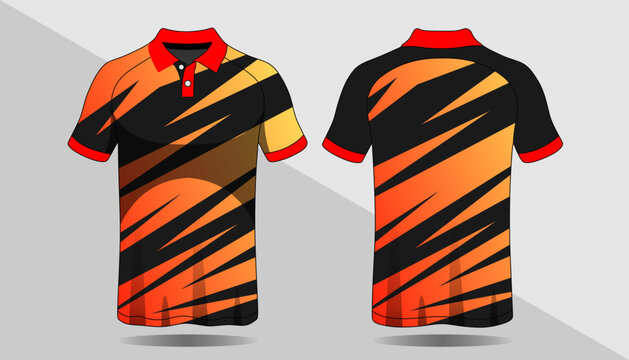 Orange and black polo shirt design 1.