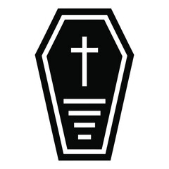 Obraz premium Coffin icon with cross on transparent background for Halloween or funeral concepts icon