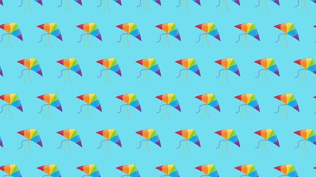 Seamless vector illustration of a colorful set of flags featuring a vibrant floral pattern and confetti decoration for a creative business backdrop or wallpaper design