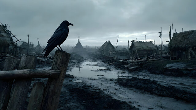 raven on a fence