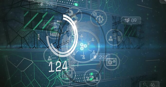 Animation of data processing over media icons