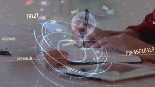 Animation of connections and data processing over schoolgirl learning