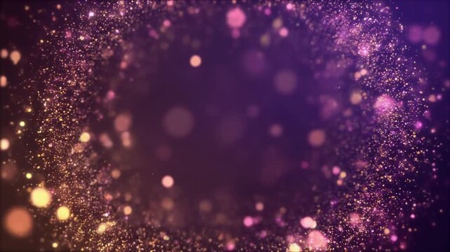 Seamless looping rose gold particles drifting circular flow cinematic blurred sapphire background luminous ambient visuals refined motion