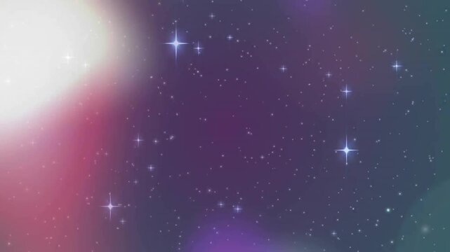 Animation of stars and colourful light spots on black background