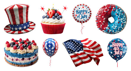 PNG Patriotic desserts and decorations on transparent background