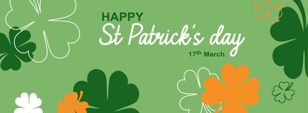 Couverture newsletter sp&eacute;ciale "Saint-Patrick" pour annoncer le programme des festivit&eacute; du jour avec des tr&egrave;fle &agrave; 4 feuilles qui portent chance.