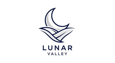 Fototapeta premium Lunar Valley logo with crescent moon 1.