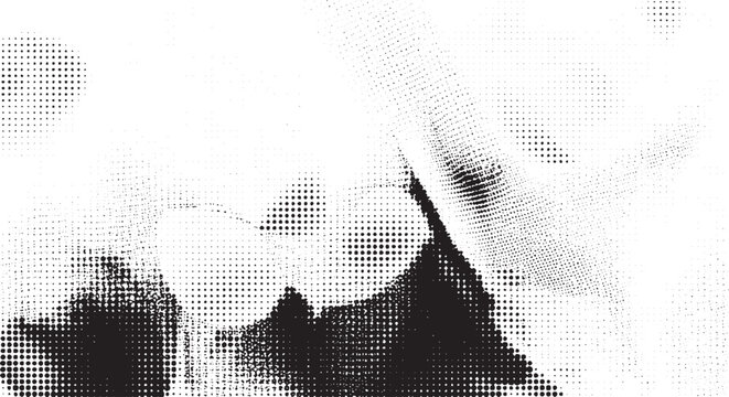 Black and white halftone dot texture overlay, abstract distressed background, subtle grainy effect, copy space, screen print, fine art, dot pattern, gradient background