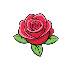 Naklejka premium Pink rose isolated on white background or red rose flower icon vector isolated on white background