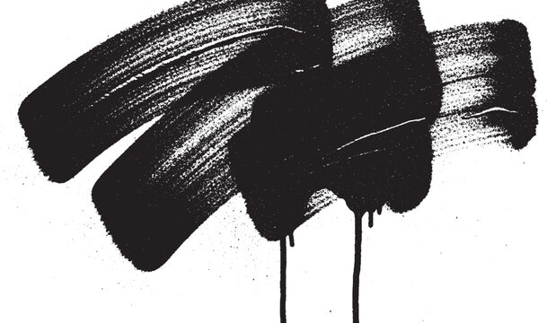Black brush stroke and paint splatter texture with drips for grunge design backgrounds with design element with bold lines with bold strokes with hand painted