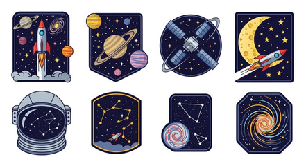 Collection of Space Themed Patches and Illustrations. © muh_muh