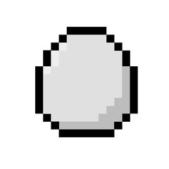 Classic pixel art egg icon in grayscale, representing a vintage digital item with an 8-bit aesthetic, suitable for retro game design and minimalist graphics