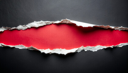 Torn Paper Rip Revealing Red Background on Dark Texture &ndash; Dramatic Ripped Paper Banner