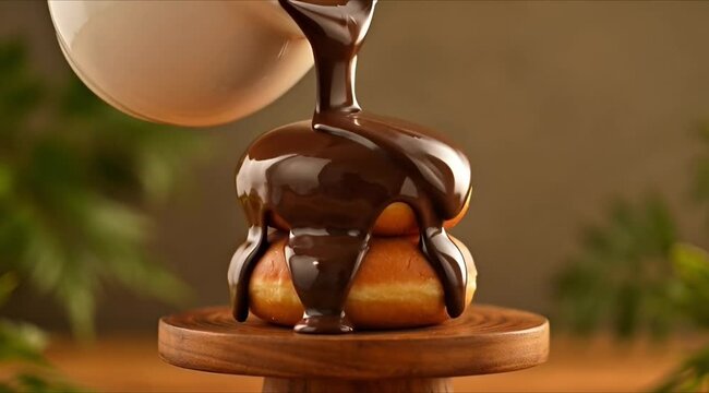 Decadent Chocolate Donut Stack: Indulgent Glazed Donut Tower with Chocolate Drizzle