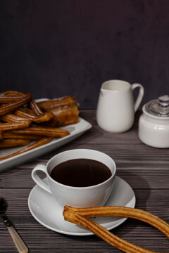 Spanish breakfast concept with churros and chocolate