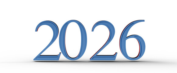 Stylish 2026 design isolated on white, perfect for new year greetings and futuristic themes. Suitable for business, fina © vegefox.com