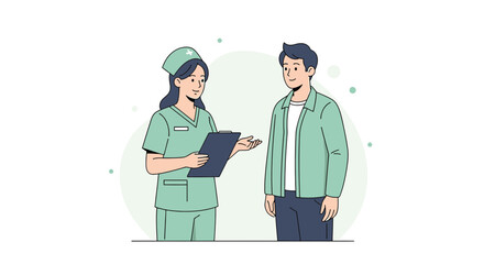 Doctor consulting patient, medical check-up, healthcare concept, flat illustration